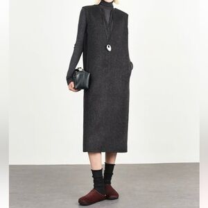 MOSIIMORII charcoal grey wool midi dress S